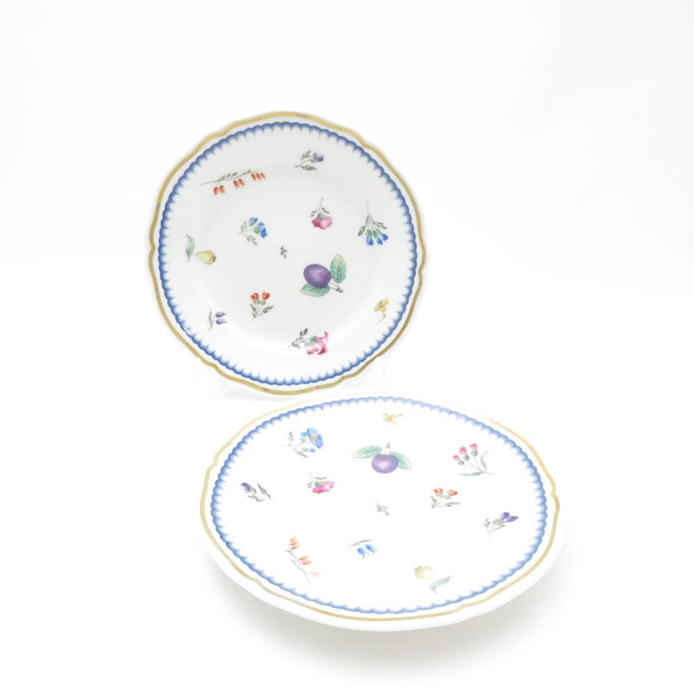 Richard Ginori リチャードジノリ イタリアンフルーツ 中皿 2枚 ペア 16cmプレート 果実柄 金彩 ケーキ SC8795D2 【中古】