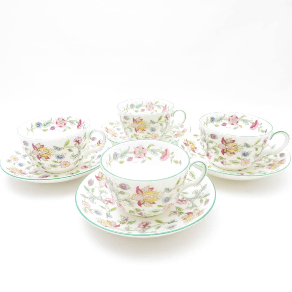 MINTON ミントン ハドンホール ティーカップ＆ソーサー 4客 セット 花柄 フラワー SC8800D2 【中古】