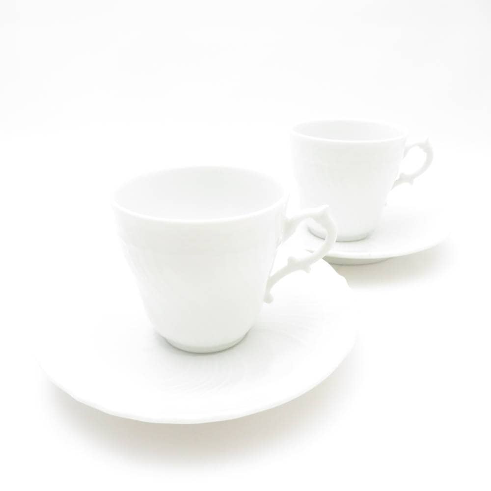 美品 Richard Ginori リチャードジノリ ベッキオホワイト デミタスカップ＆ソーサー 2客 ペア エスプレッソ 珈琲 コーヒー SU13002D2 【中古】