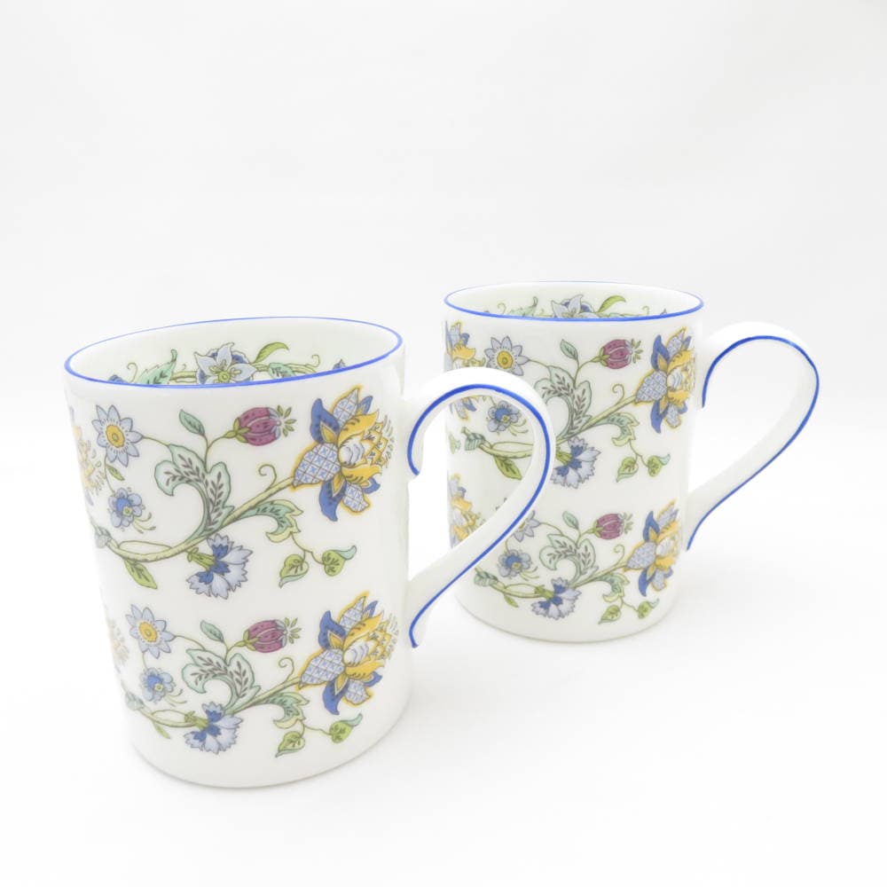 MINTON ミントン ハドンホールブルー マグカップ 2点 ペア 花柄 コップ SC8592B1 【中古】