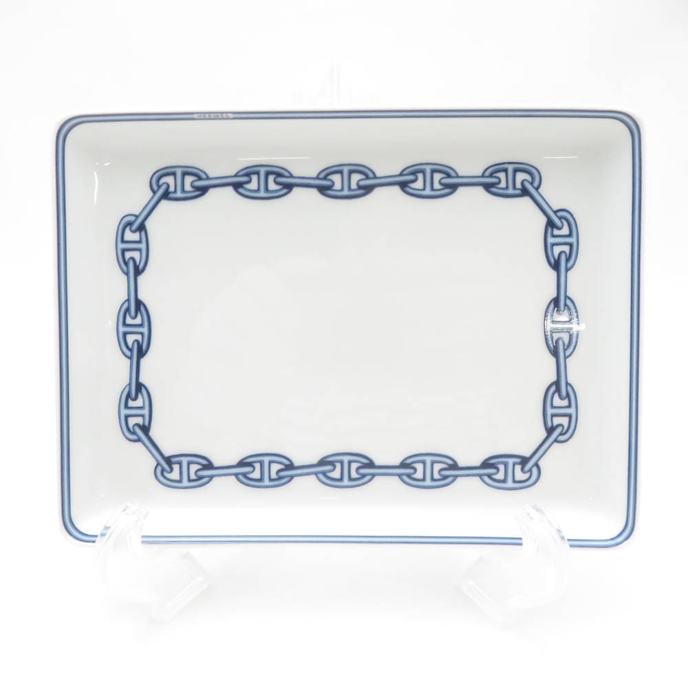 未使用 HERMES エルメス シェーヌダンクル スクエアプレート 1枚 16cm 中皿 角皿 SC8744B1 【中古】