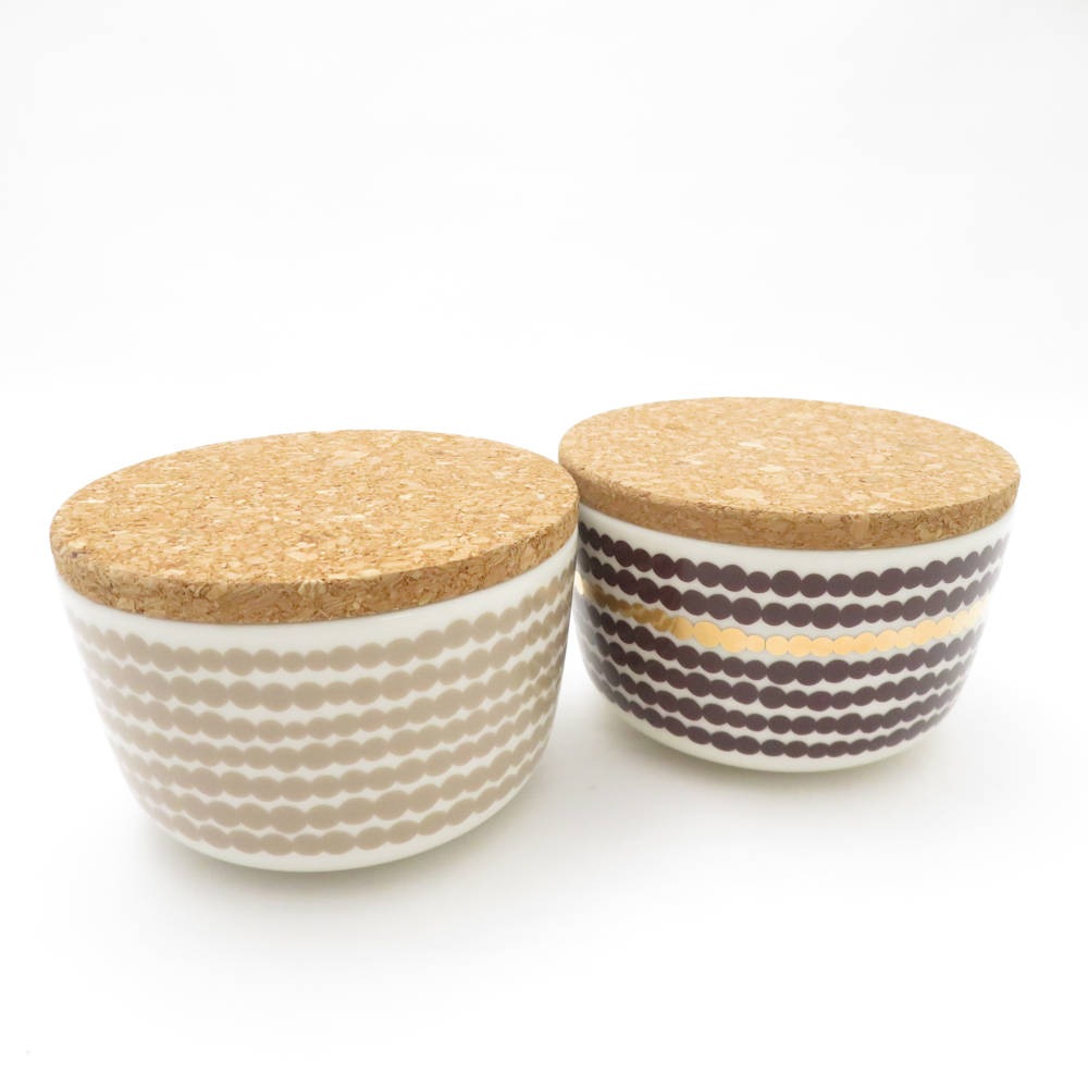 美品 marimekko マリメッコ ラシィマット 蓋付きボウル 2点 セット 保存容器 ドット SD148U2 【中古】