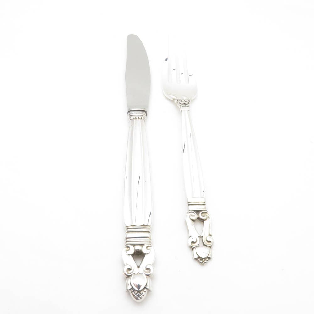 美品 Georg Jensen ジョージジェンセン エコーン ナイフ＆フォーク 2点 セット カトラリー SM4475X2 【中古】