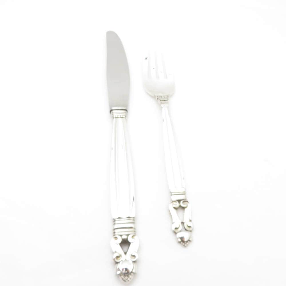 美品 Georg Jensen ジョージジェンセン エコーン ナイフ＆フォーク 2点 セット カトラリー SM4477X2 【中古】