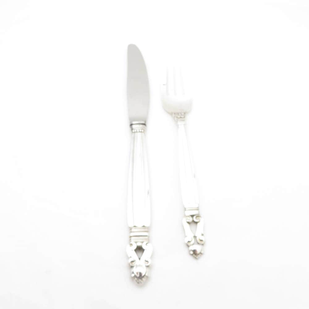 美品 Georg Jensen ジョージジェンセン エコーン ナイフ＆フォーク 2点 セット カトラリー SM4478X2 【中古】