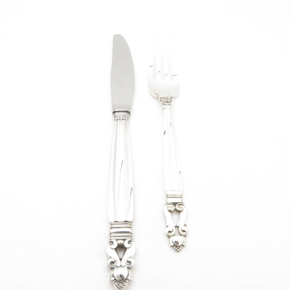 美品 Georg Jensen ジョージジェンセン エコーン ナイフ＆フォーク 2点 セット カトラリー SM4480X2 【中古】