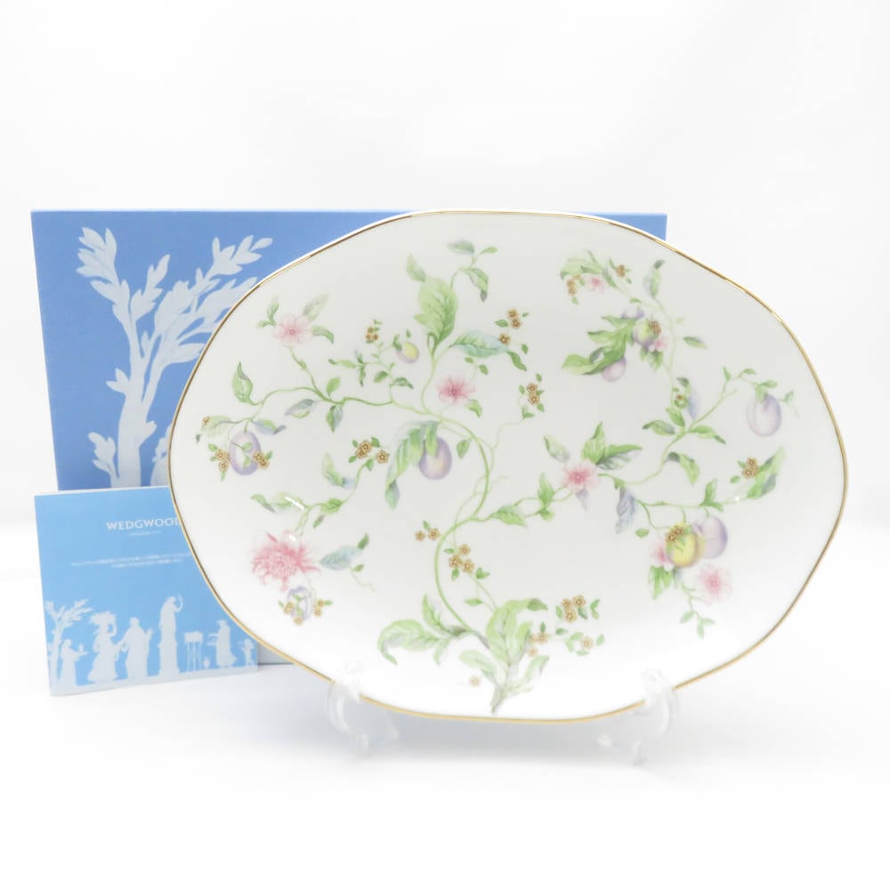未使用 WEDGWOOD ウェッジウッド スウィートプラム オーバルディッシュ 1枚 25cmプレート 大皿 ボウル 楕円 SM4497X2 【中古】