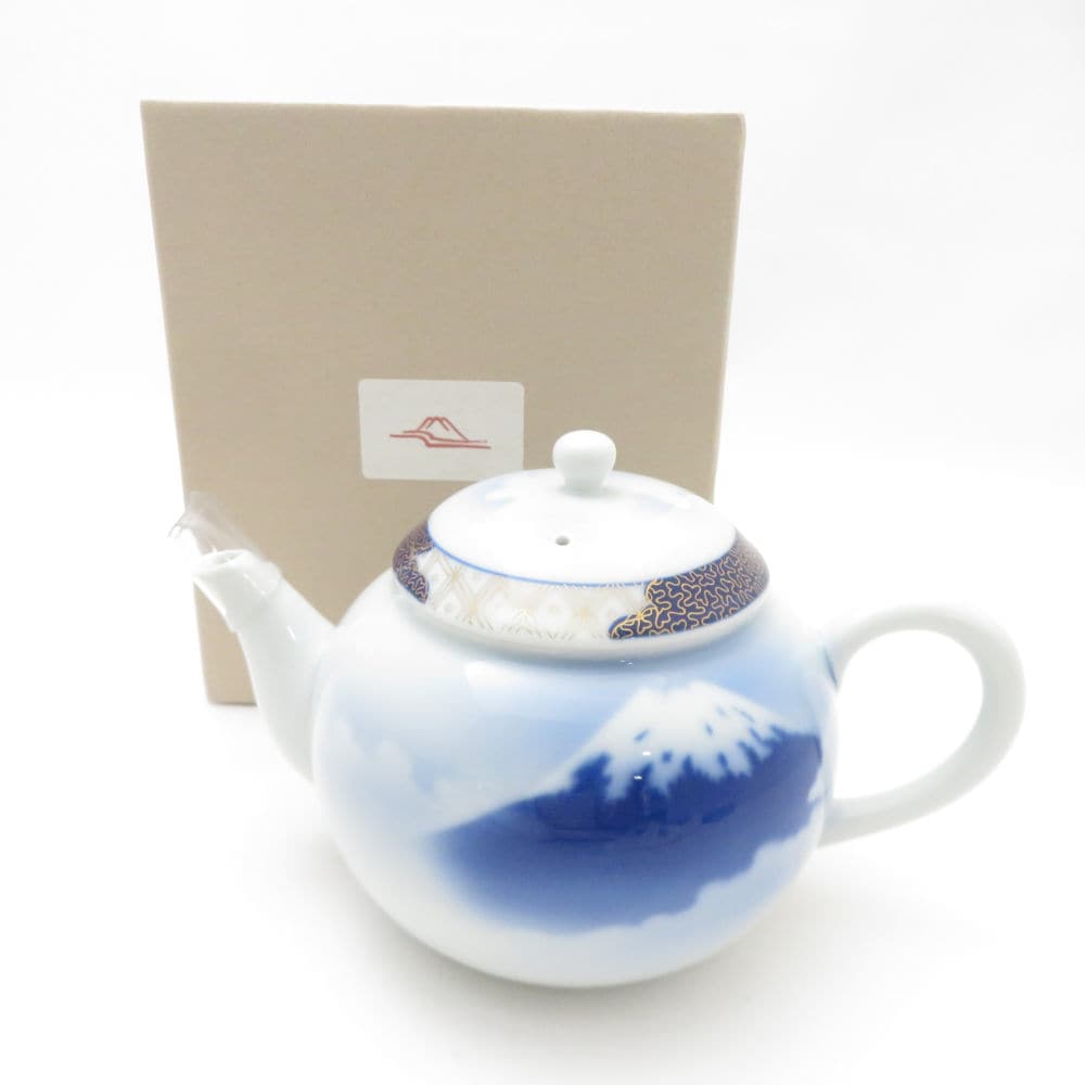 未使用 Fukagawa Seiji 深川製磁 富士山 手付中 急須 1点 茶器 染付 金彩 有田焼 和食器 SU13034C2 【中古】