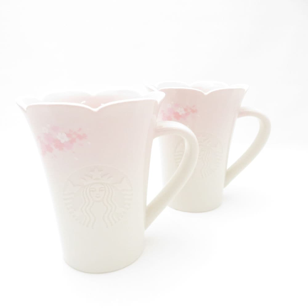 未使用 STARBUCKS スターバックス 2018 チェリーブロッサム 桜 マグカップ 2点 陶器 ペア 韓国スタバ 限定 SC8823J2 【中古】