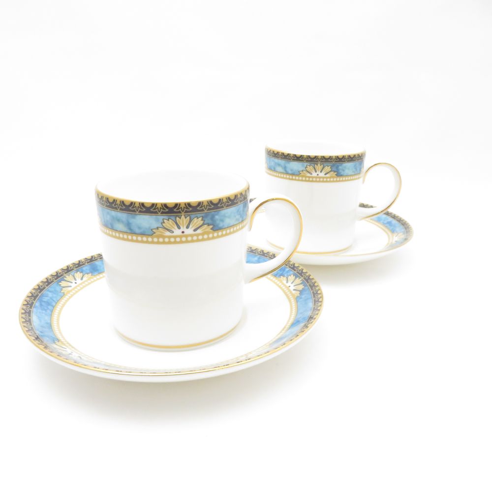 未使用 WEDGWOOD ウェッジウッド カーゾン コーヒーカップ＆ソーサー 2客 ペア キャン SC8724G2 【中古】