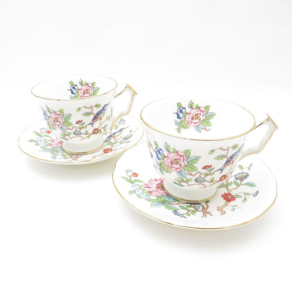 美品 Aynsley エインズレイ ペンブロック シノワズリ ティーカップ＆ソーサー 2客 ペア SY13248G2 【中古】