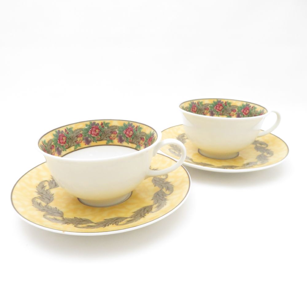 美品 Rosenthal ローゼンタール ブルームズベリー ティーカップ＆ソーサー 2客 ペア SY13256G2 【中古】