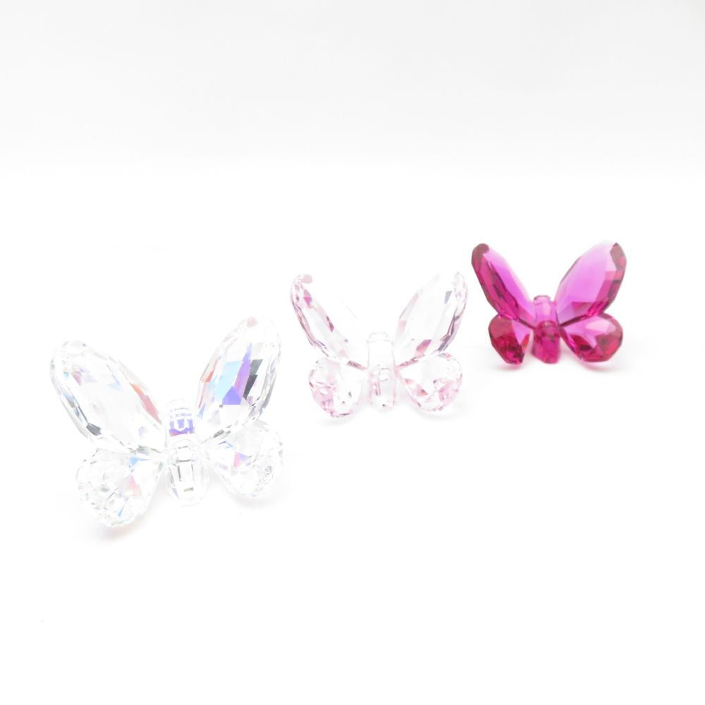 美品 SWAROVSKI スワロフスキー 955428 オブジェ 3点 クリスタル セット 蝶 置物 飾り インテリア SU13079K1 【中古】