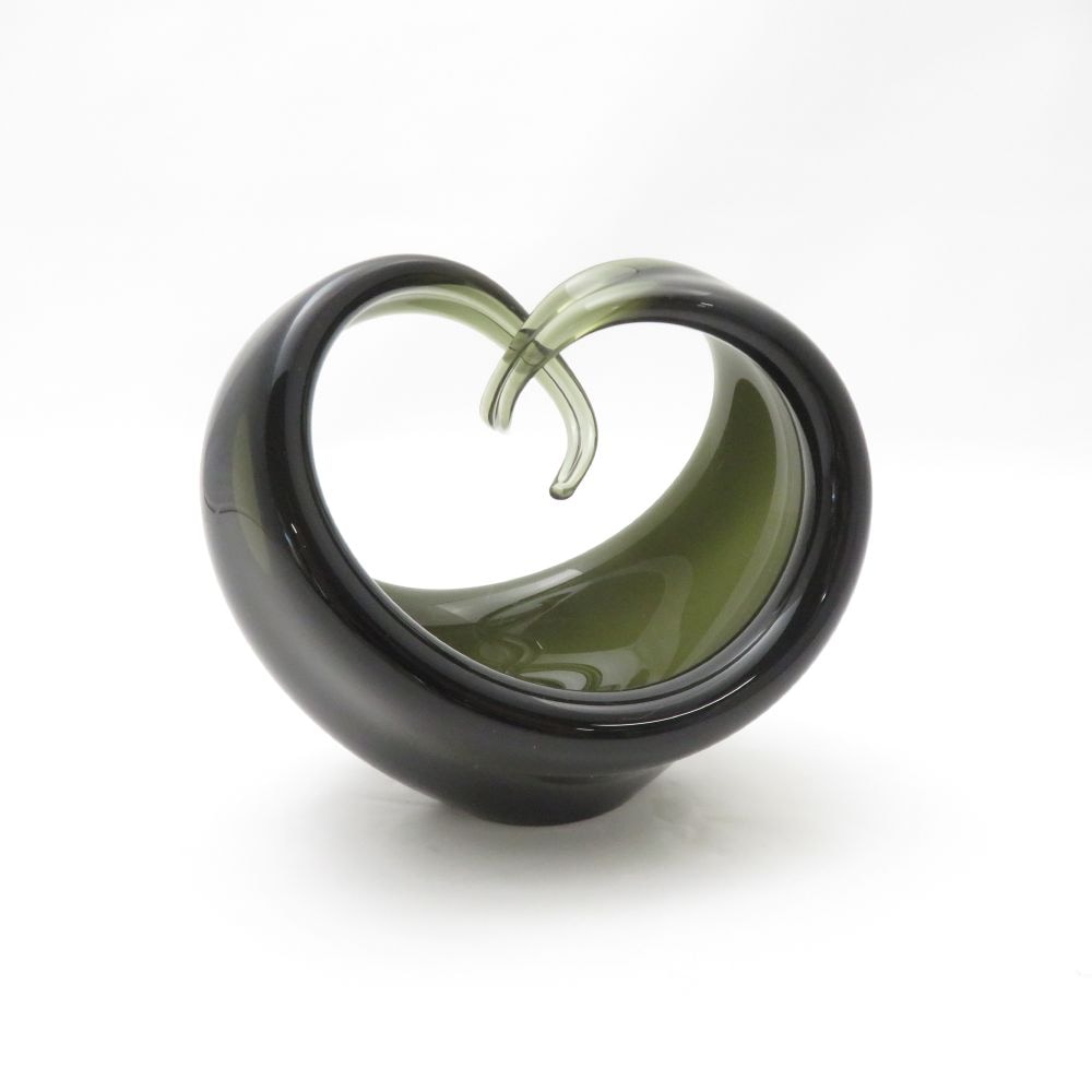 美品 Sghr スガハラ HEART CURVA ハートクルヴァ カーボンブラック フラワーベース 一輪挿し 花瓶 ガラスオブジェ インテリア SU13081K1 【中古】