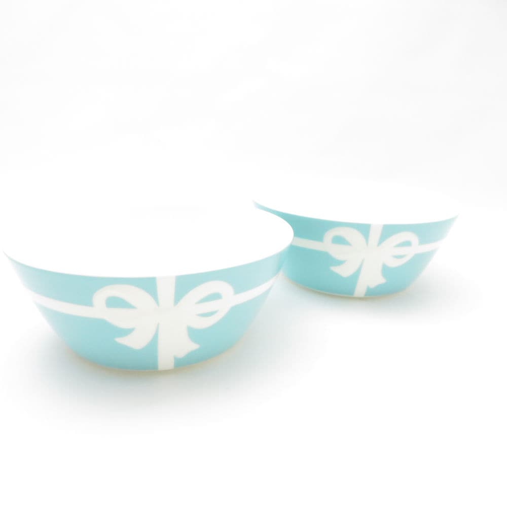 TIFFANY＆Co. ティファニー ブルーボックス ボウル 2点 ペア 14cmプレート ブルーリボン SC8836P1 【中古】