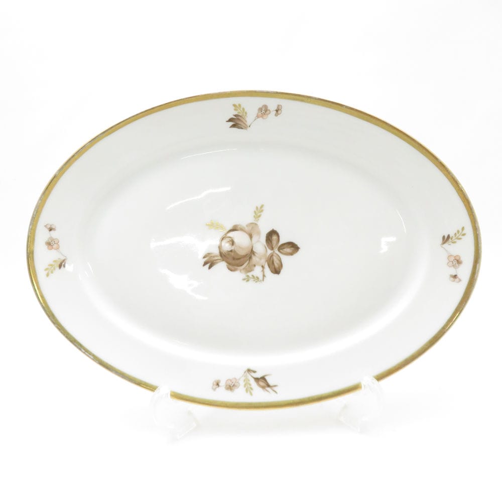 ROYAL COPENHAGEN ロイヤルコペンハーゲン ブラウンローズ 9008 オーバルディッシュ 30cmプレート 皿 プラター 金彩 薔薇 希少 SU13061L1 【中古】