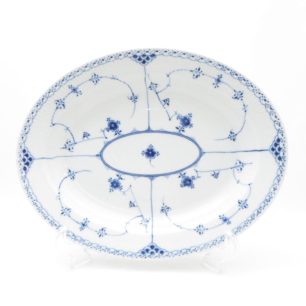ROYAL COPENHAGEN ロイヤルコペンハーゲン ブルーフルーテッドハーフレース オーバルプレート 36cm プラター 大皿 デンマーク製 楕円 SC8862L1 【中古】