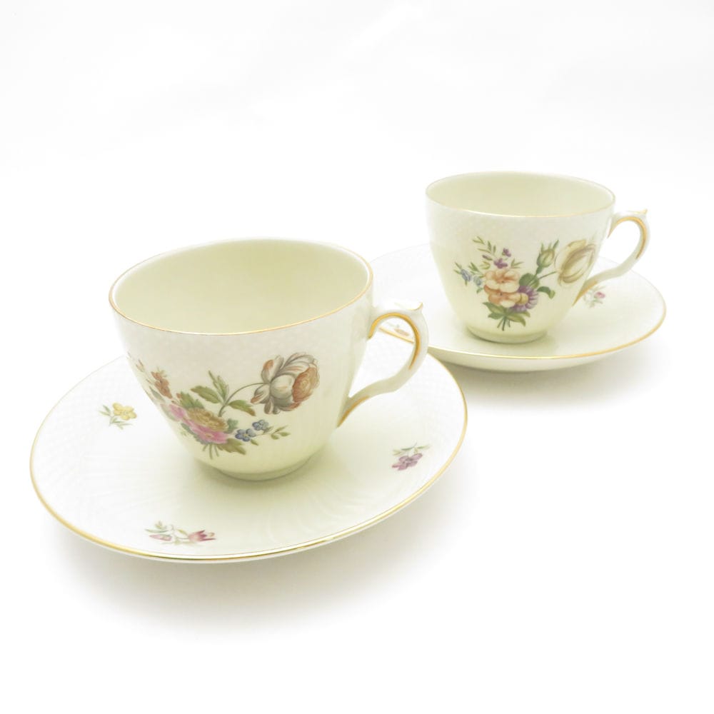 美品 ROYAL COPENHAGEN ロイヤルコペンハーゲン フリセンボー 910 1870 コーヒーカップ＆ソーサー 2客 ペア ヴィンテージ 希少 レア SY13111J2 【中古】