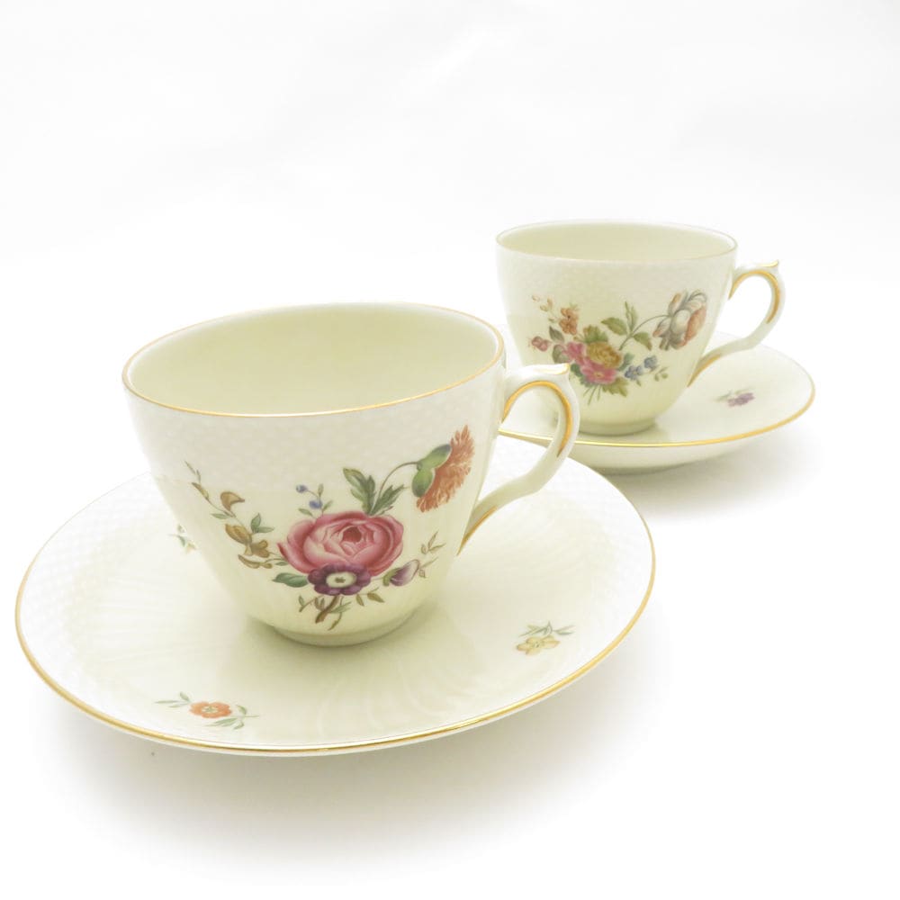 美品 ROYAL COPENHAGEN ロイヤルコペンハーゲン フリセンボー 910 1870 コーヒーカップ＆ソーサー 2客 ペア ヴィンテージ 希少 レア SY13113J2 【中古】