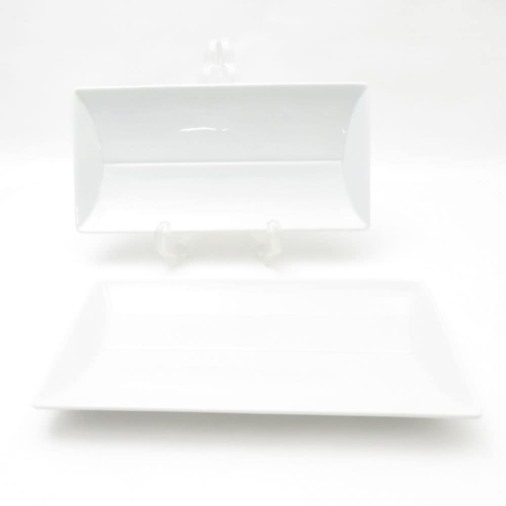 HAKUSAN JAPAN 白山陶器 TIMES 長方形皿 2枚 ペア プレート M 白磁 波佐見焼 和食器 SU13051L1 【中古】