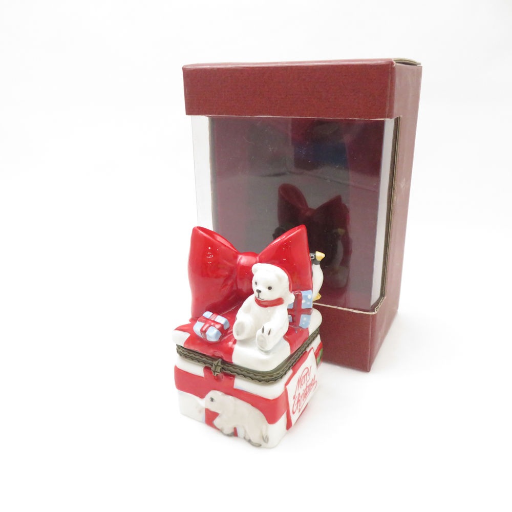 美品 Villeroy&Boch ビレロイ＆ボッホ 「Merry Christmas」 小物入れ 置物 プレゼントボックス SY13084T2 【中古】