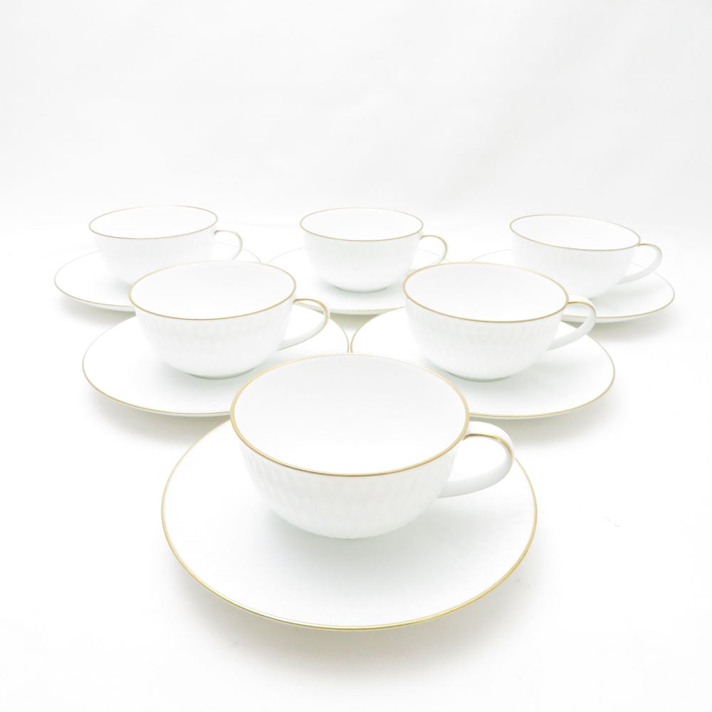 美品 Noritake ノリタケ ダイヤモンドコレクション カップ＆ソーサー 6客 セット SM4532B3 【中古】