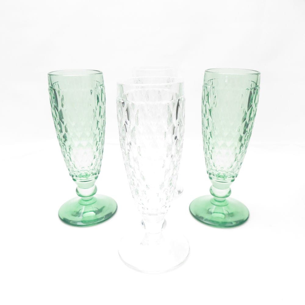 美品 Villeroy&Boch ビレロイ＆ボッホ ボストン シャンパングラス 4客 セット クリア グリーン SM4535B3 【中古】