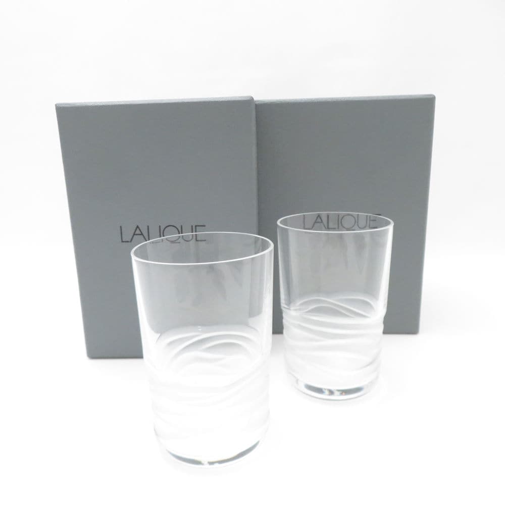 美品 LALIQUE ラリック グラス 2点 ペア ミニグラス SC8714Q1 【中古】