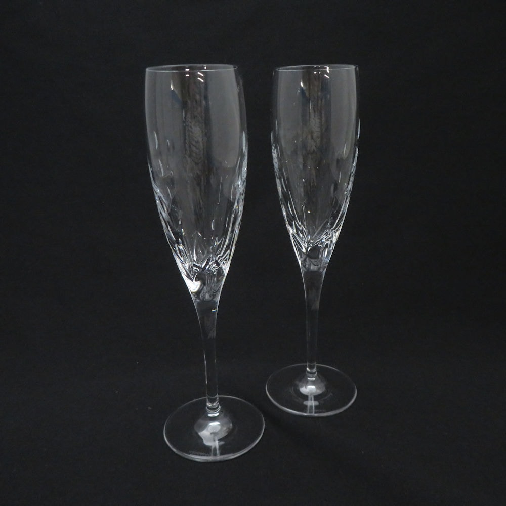 美品 WEDGWOOD ウェッジウッド ティアドロップ シャンパングラス 2客 ペア SY13290R1 【中古】