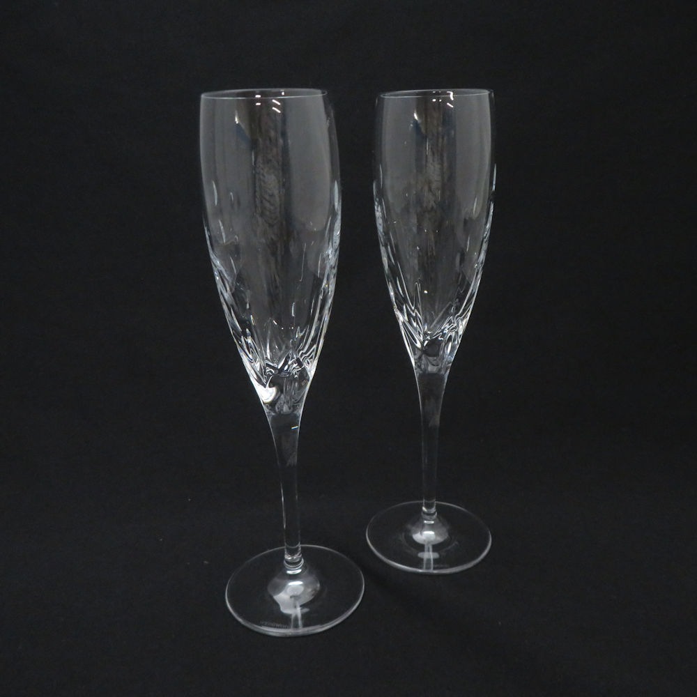 美品 WEDGWOOD ウェッジウッド ティアドロップ シャンパングラス 2客 ペア SY13290R1 【中古】