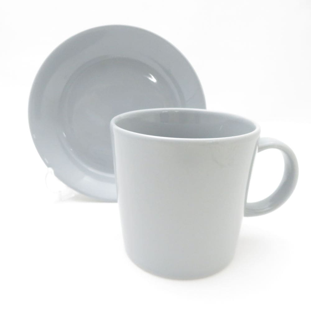 美品 iittala イッタラ ティーマ パールグレー マグカップ 小皿 2点 セット 14cmプレート 北欧 フィンランド SU13125J2 【中古】