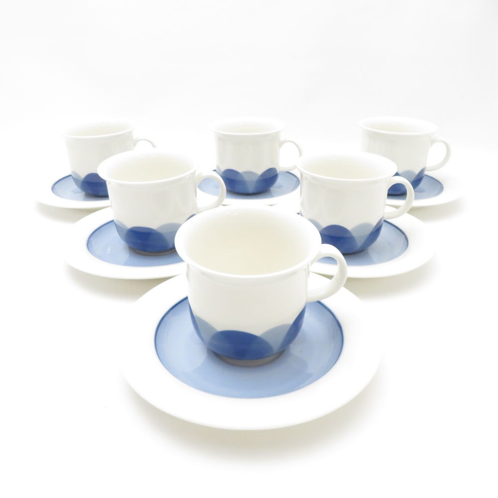 美品 ARABIA アラビア Pudas Arctica アークティカ プダス コーヒーカップ＆ソーサー 6客 セット アルクティカ 旧ロゴ SC8907J1 【中古】