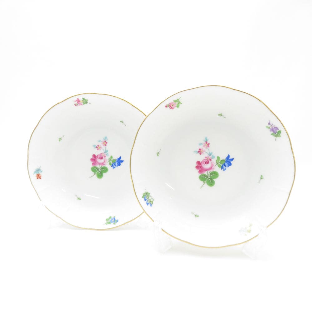 美品 Herend ヘレンド エリザベートのバラ RE 704 13cmプレート 2枚 ペア 小皿 ソーサー サラダ フルーツ 薔薇 SU13094K1 【中古】