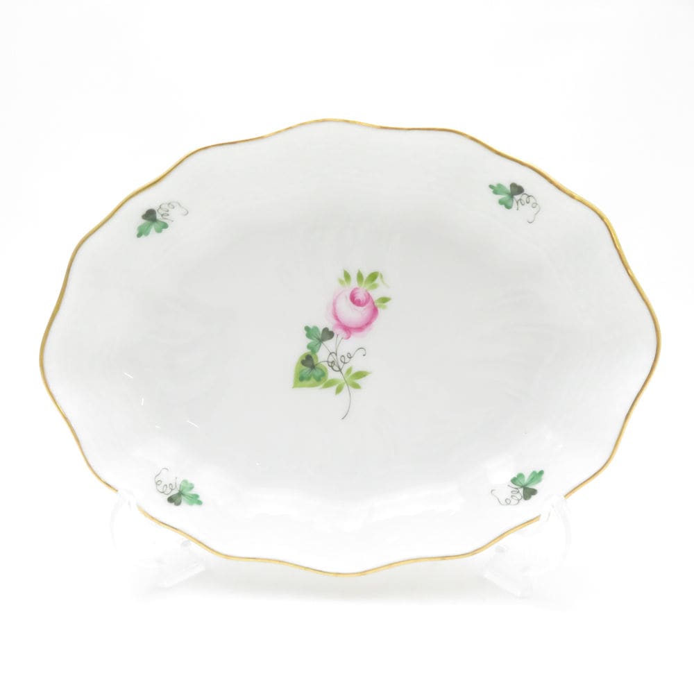 美品 Herend ヘレンド ウィーンの薔薇 シンプル VRHS 1216 スイートディッシュ 1枚 15cmプレート 皿 バラ 金彩 テーブルウェア SU13095K1 【中古】