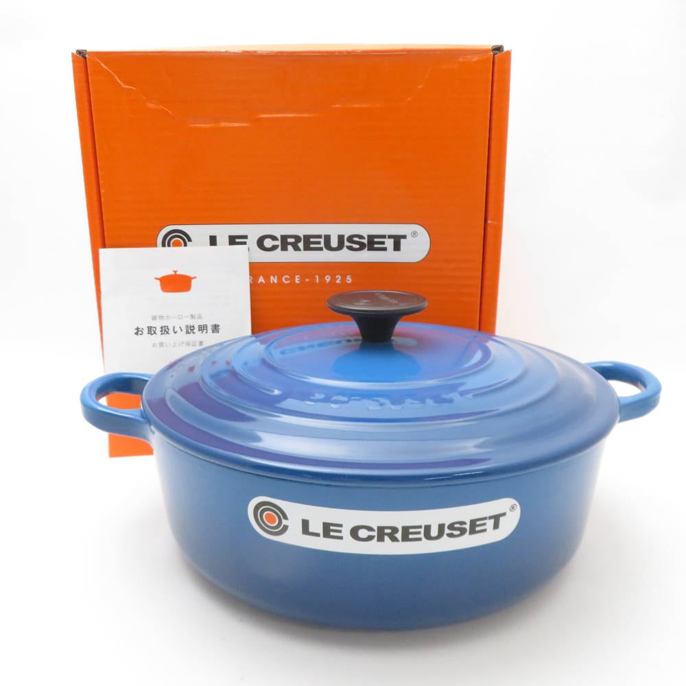 未使用 Le Creuset ルクルーゼ ココットロンドベース 両手鍋 1点 24cm マルセイユ 3.3L ほうろう SO3621A1 【中古】
