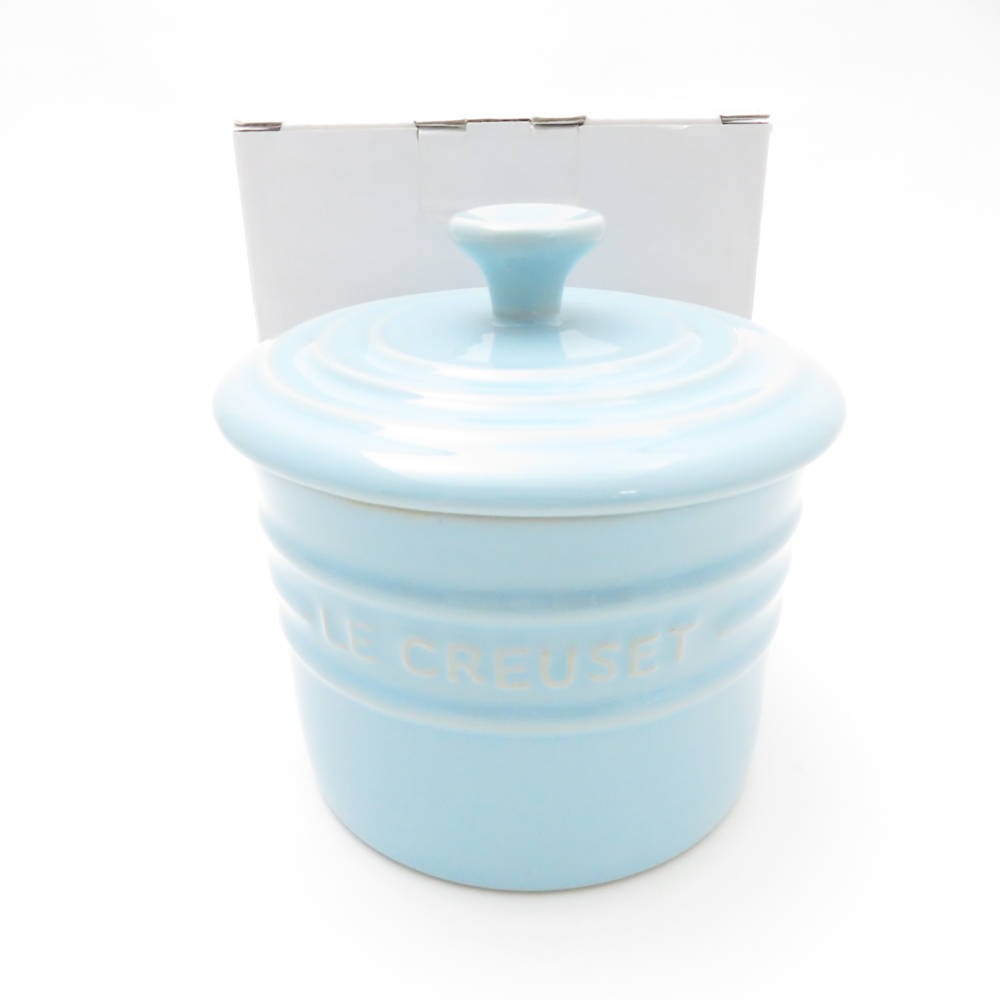 未使用 Le Creuset ルクルーゼ ミディアムスパイスジャー キャニスター 1点 ライトブルー系 調味料入れ 保存容器 SO3627A1 【中古】