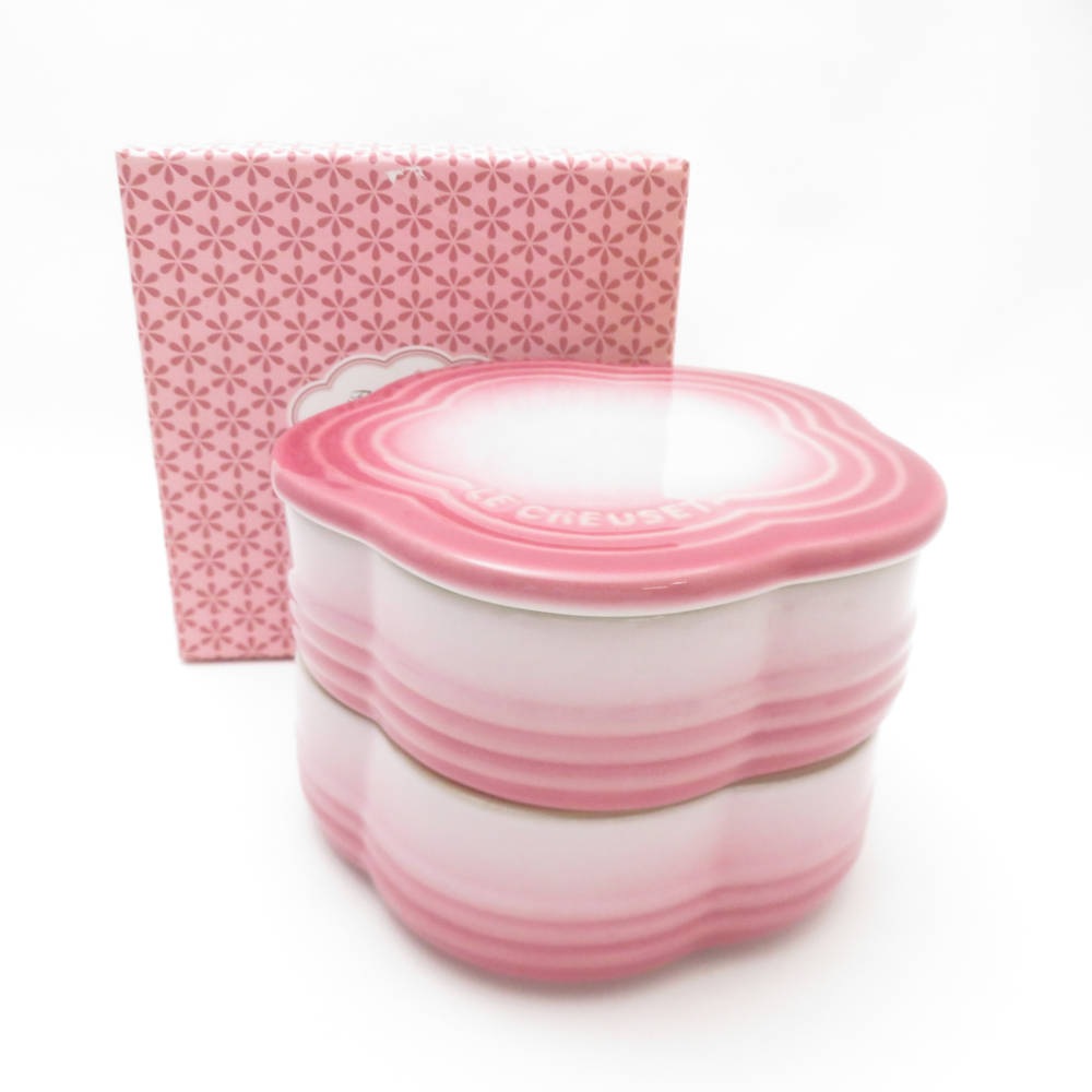 未使用 Le Creuset ルクルーゼ スタッキングフラワーコンテナ 1点 2段 ピンクブロッサム SO3629A1 【中古】