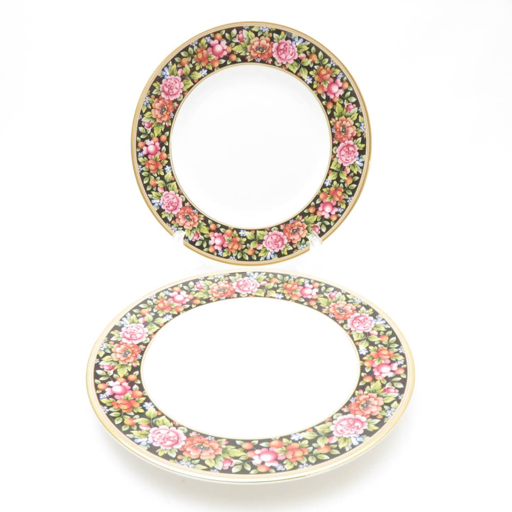 美品 WEDGWOOD ウェッジウッド クリオ フルリムオーダー 中皿 2枚 ペア 20cmプレート 廃盤 花柄 フラワー SC9039A2 【中古】