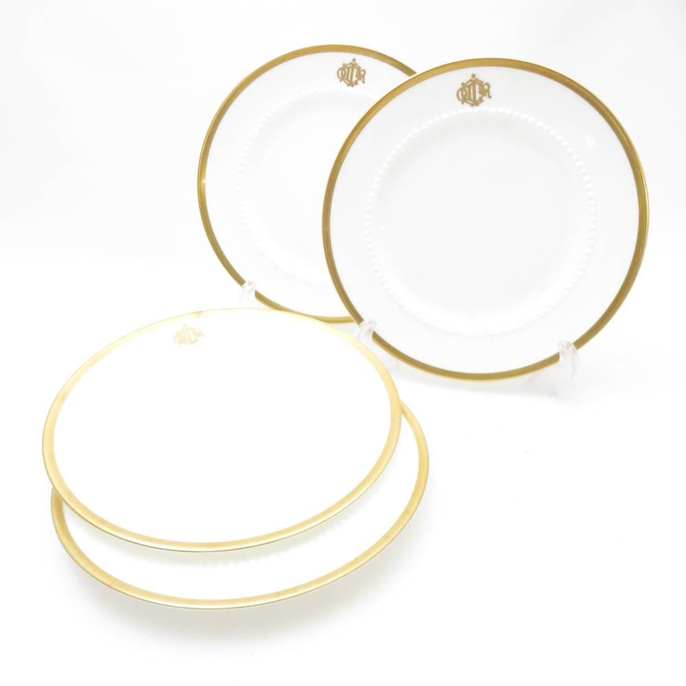 美品 Christian Dior ディオール ART DE LA TABLE 中皿 4枚 19cmプレートセット ゴールド 金彩 廃盤 SU13189A2 【中古】