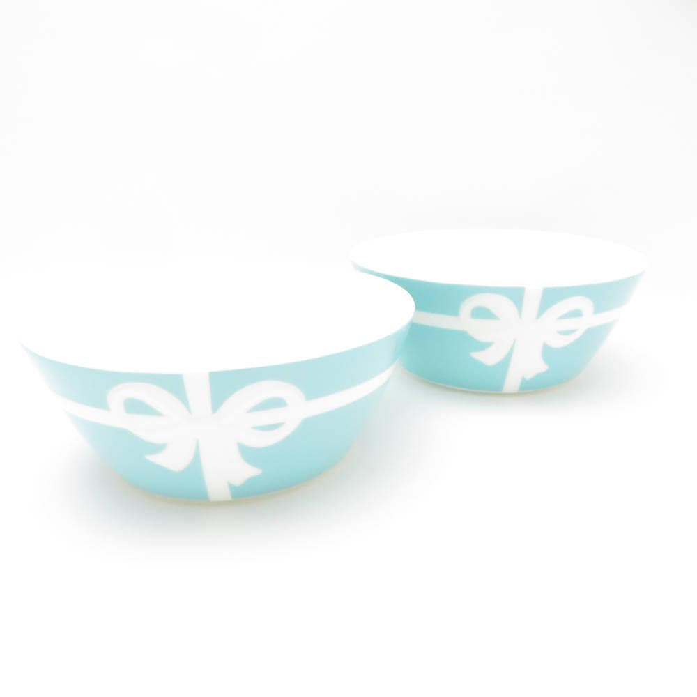 美品 TIFFANY＆Co. ティファニー ブルーボックス ボウル 2点 ペア 14cmプレート ブルーリボン SC8940B3 【中古】