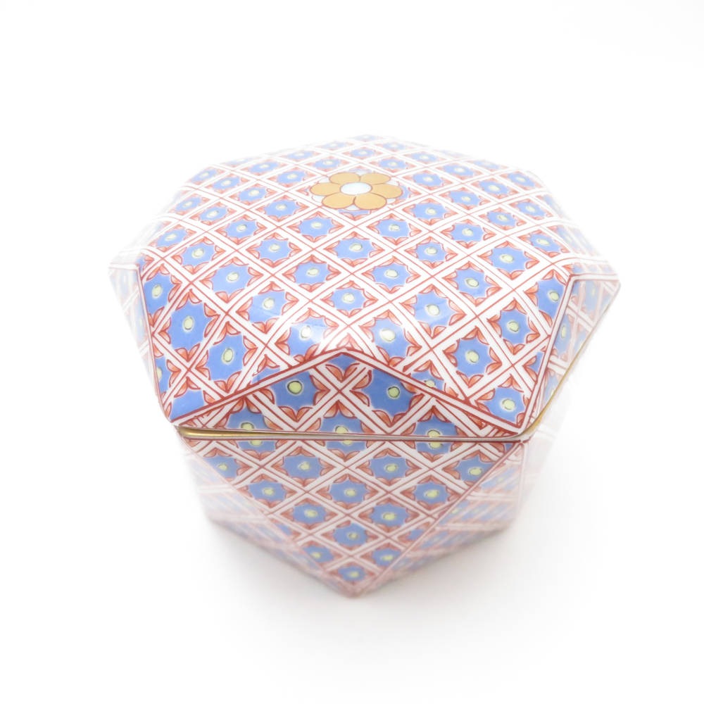 美品 Fukagawa Seiji 深川製磁 錦七宝 蓋付小物入れ 1点 八角形 ボンボニエール SY13313P1 【中古】