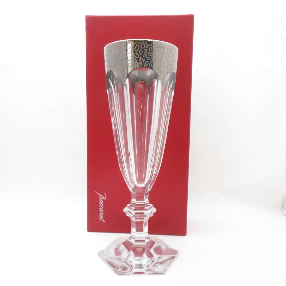 美品 Baccarat バカラ フルート アルクール 405/2000 フラワーベース 1点 クリスタル プラチナ彩 2000個限定 H32 花瓶 レア 希少 SU13070Z 【中古】