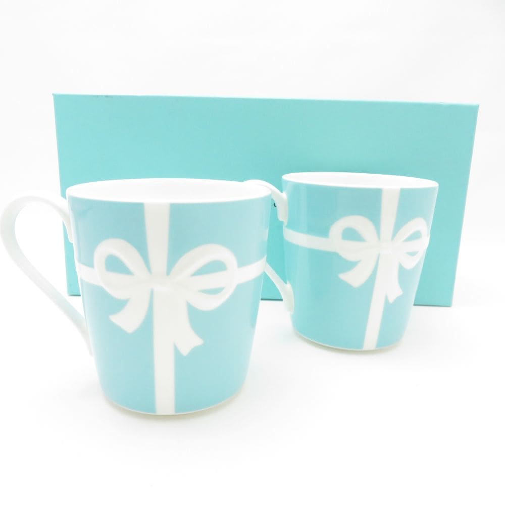 美品 TIFFANY＆Co. ティファニー ブルーボックス マグカップ 2点 コップ ペア SY13337G1 【中古】