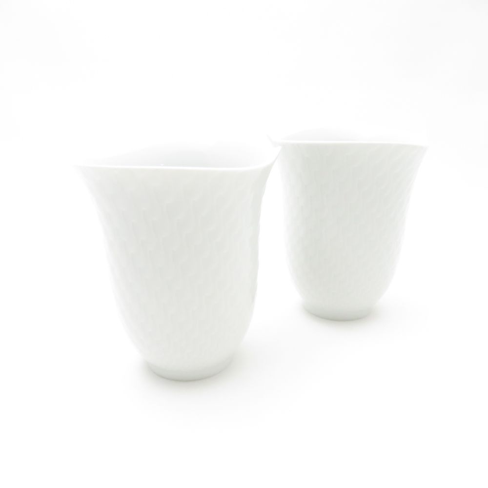 美品 MEISSEN マイセン 波の戯れ ホワイト タンブラー 2点 ペア フリーカップ コップ SC8925C2 【中古】