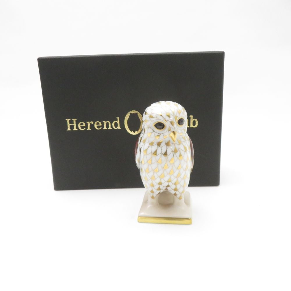 美品 Herend ヘレンド 世界のふくろう アテナのふくろう フィギュリン 1点 限定3000個 置物 フクロウ 梟 Owl Club SC9022D2 【中古】
