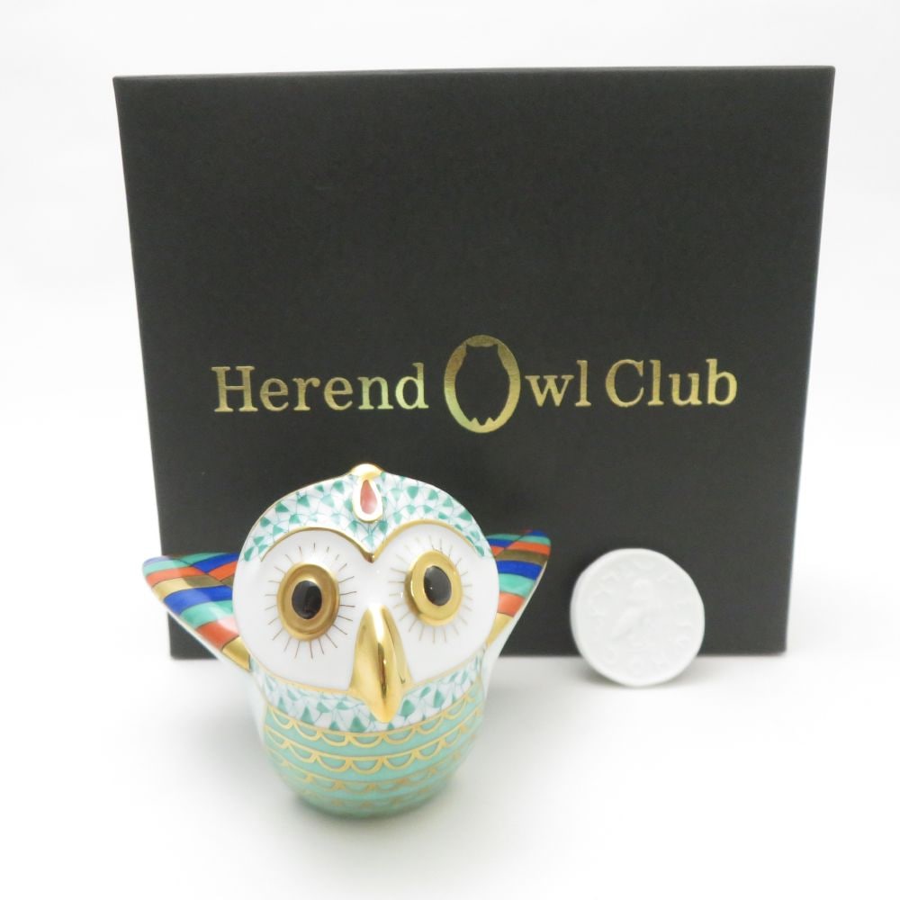 未使用 Herend ヘレンド 世界のふくろう インドのふくろう フィギュリン 1点 限定3000個 置物 フクロウ 梟 Owl Club SC9027D2 【中古】