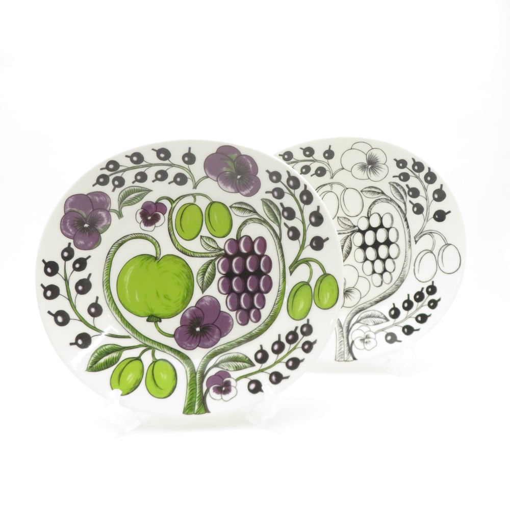 ARABIA アラビア パラティッシ ブラック＆パープル オーバルプレート 2枚 セット 25cm 大皿 SC8987G1 【中古】