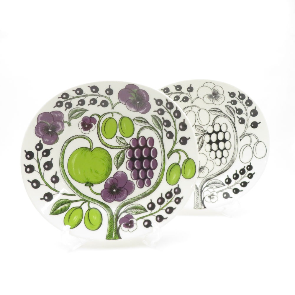 ARABIA アラビア パラティッシ ブラック＆パープル オーバルプレート 2枚 セット 25cm 大皿 SC8987G1 【中古】