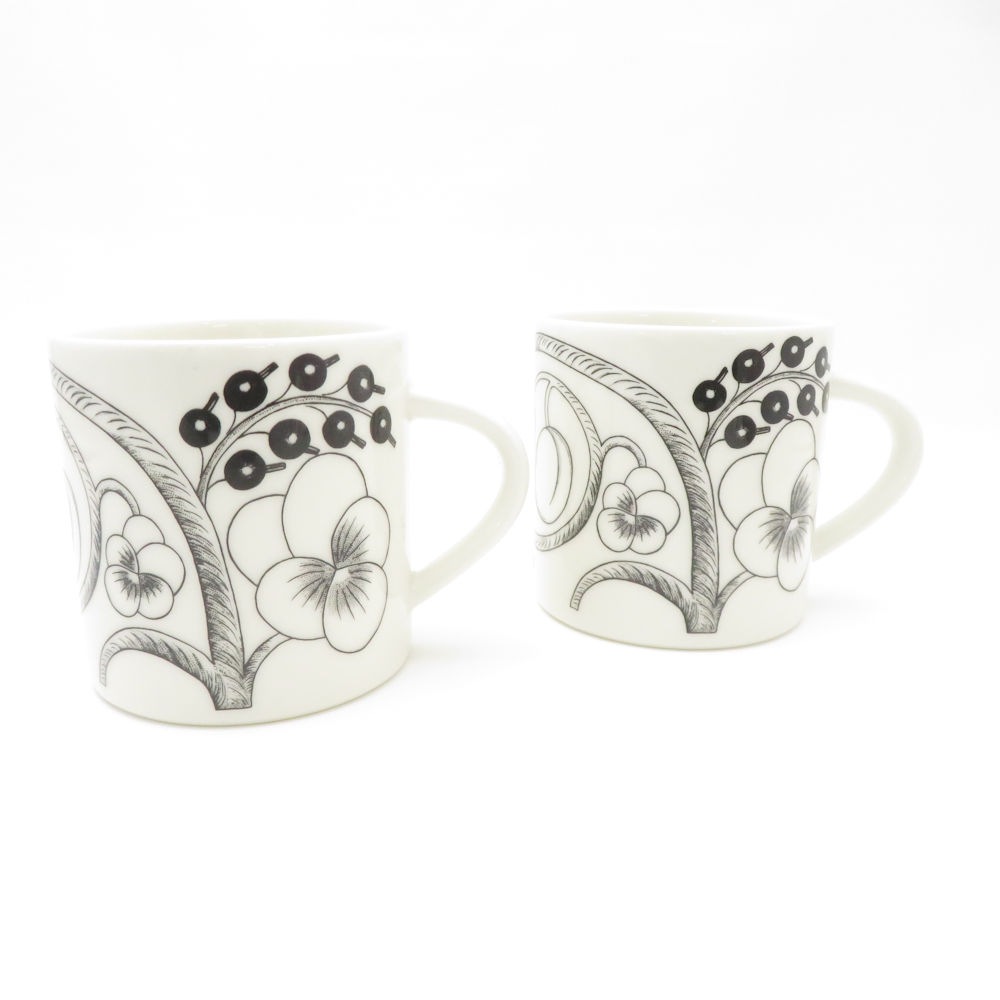 ARABIA アラビア パラティッシ ブラック マグカップ 2点 ペア 約350ml コップ SC8990G1 【中古】