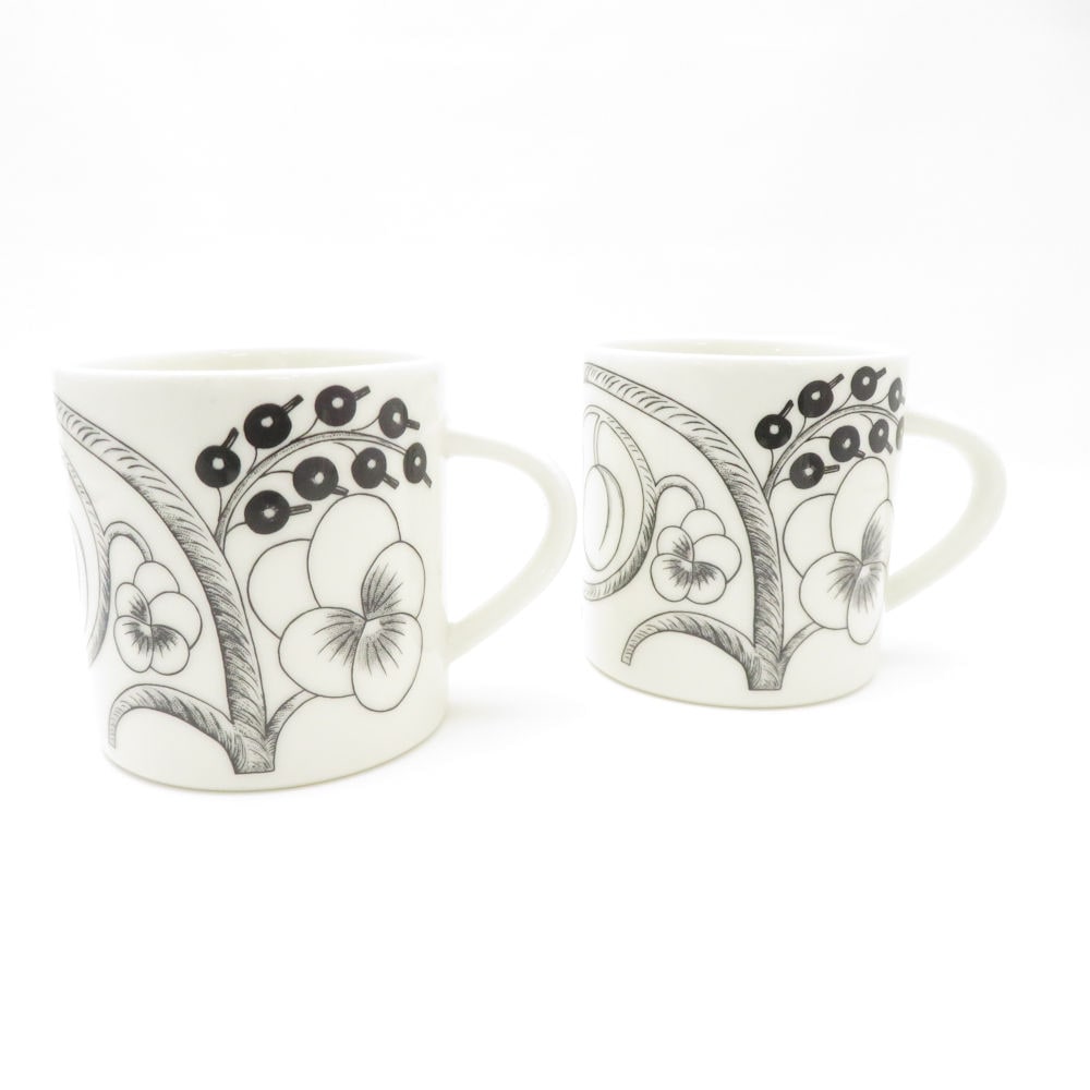 ARABIA アラビア パラティッシ ブラック マグカップ 2点 ペア 約350ml コップ SC8990G1 【中古】